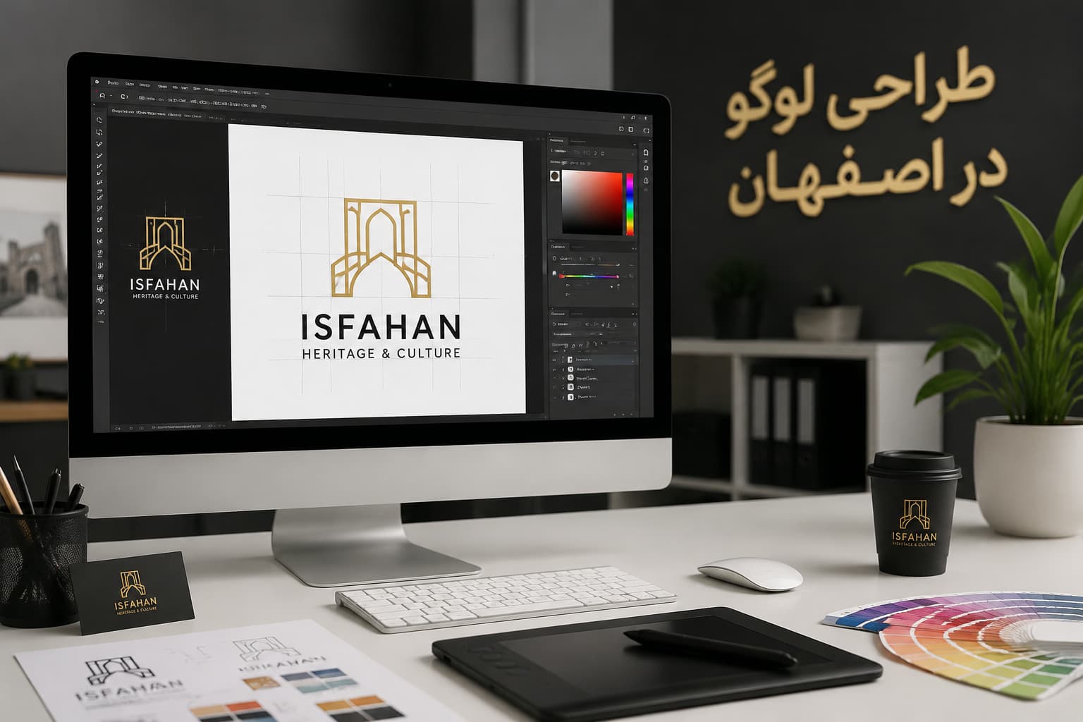 نمونه‌ای از طراحی لوگو حرفه‌ای در اصفهان با نمایش طراحی نشان تجاری و هویت بصری برند