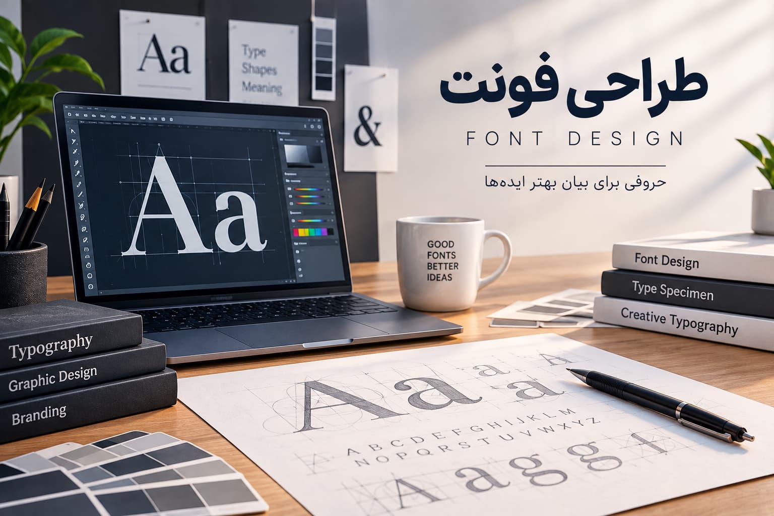 تصویر مفهومی طراحی فونت و خلق حروف اختصاصی برای برند