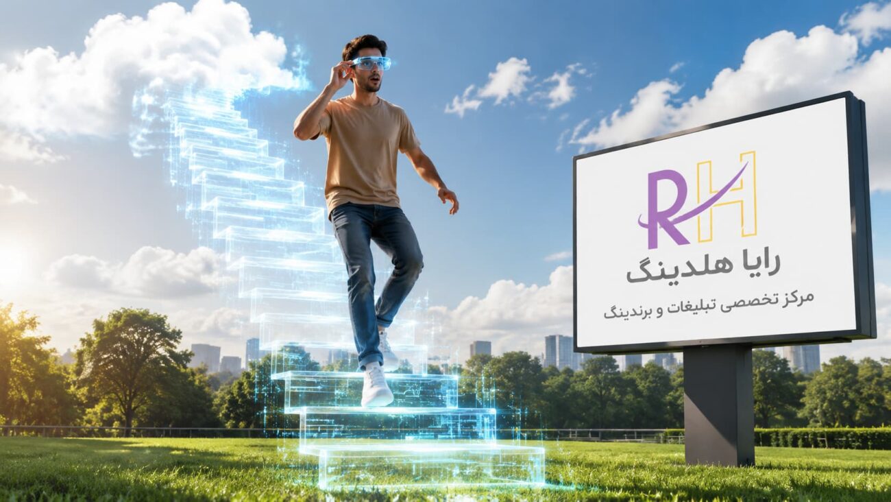 واقعیت افزوده AR با نمایش پله‌های دیجیتال مجازی و فناوری تعاملی در محیط واقعی