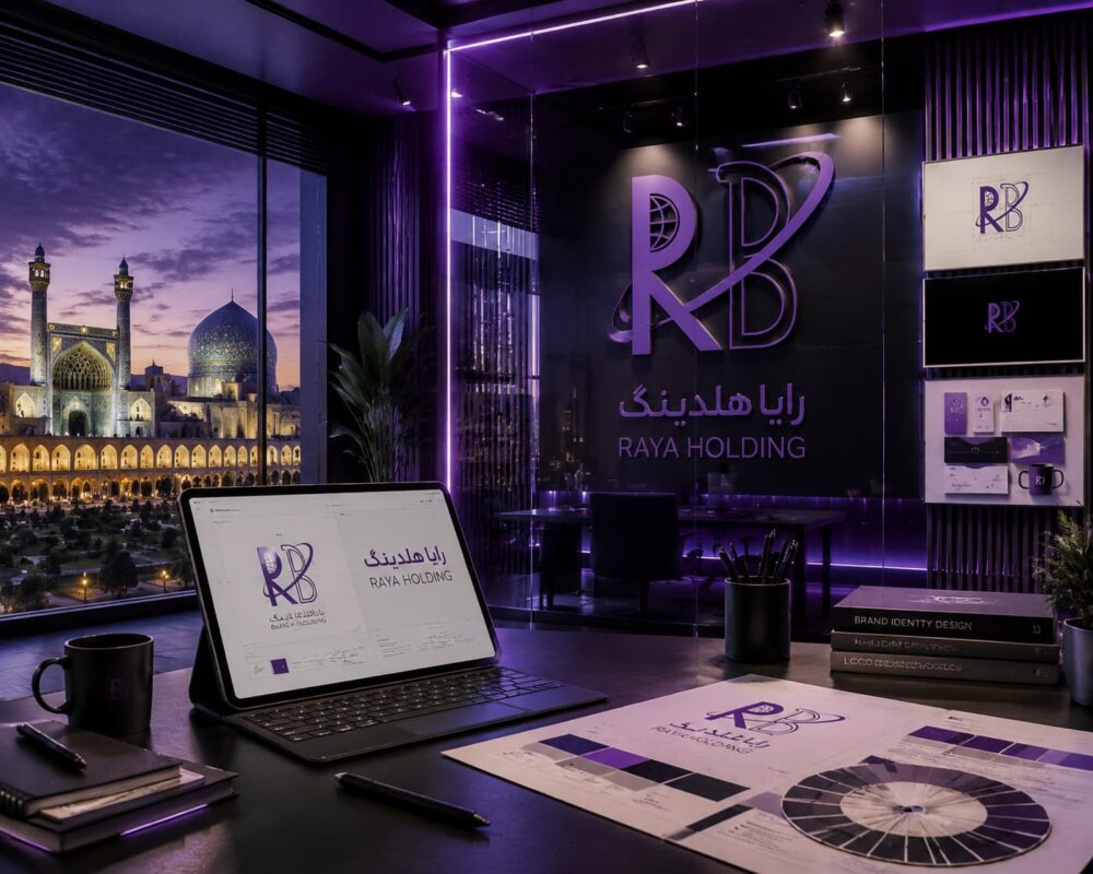 طراحی لوگو در اصفهان و ساخت هویت بصری حرفه‌ای برای برند رایا هلدینگ