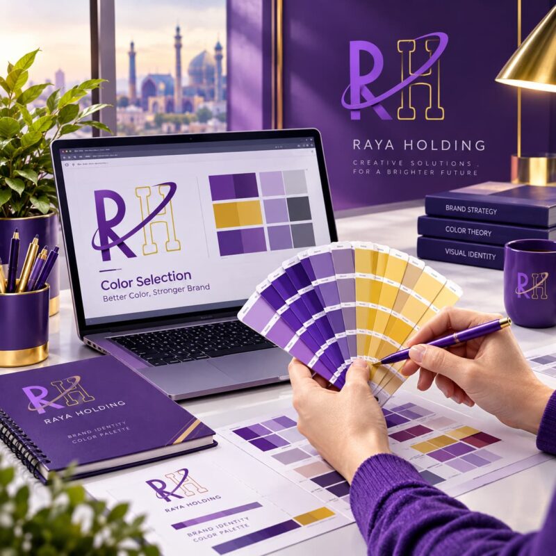 انتخاب رنگ برای هویت بصری و برند رایا هلدینگ
